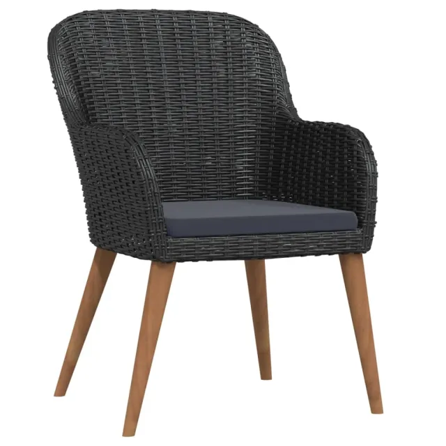 Ensemble à manger de jardin avec coussins 5 pcs Noir