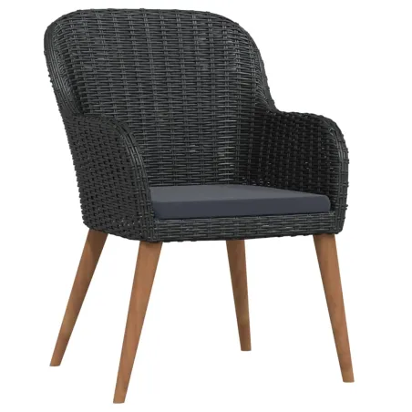 Ensemble à manger de jardin avec coussins 5 pcs Noir