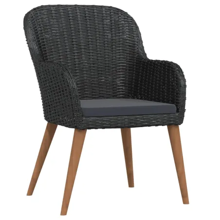 Ensemble à manger de jardin avec coussins 7 pcs Noir