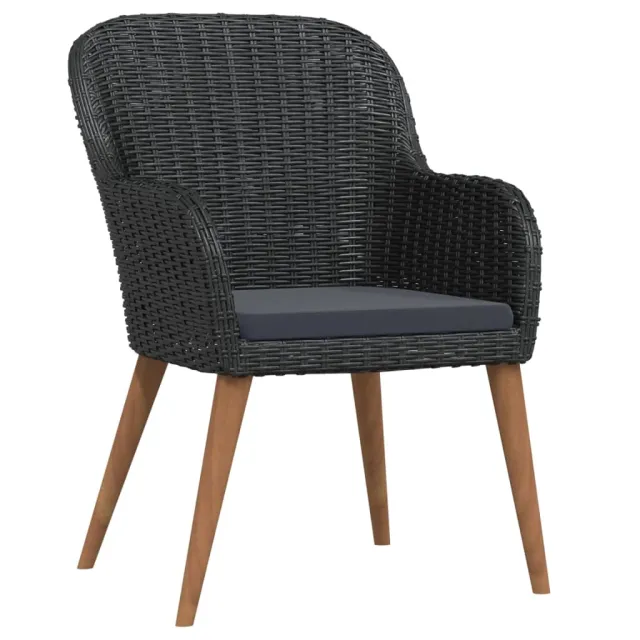 Ensemble à manger de jardin avec coussins 9 pcs noir