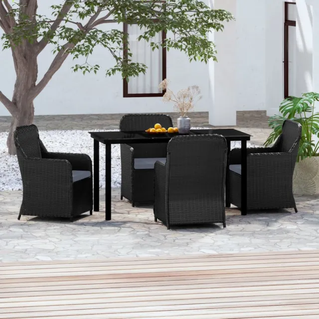 Ensemble à manger de jardin avec coussins 5 pcs Noir