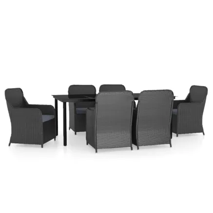 Ensemble à manger de jardin avec coussins 7 pcs Noir 2