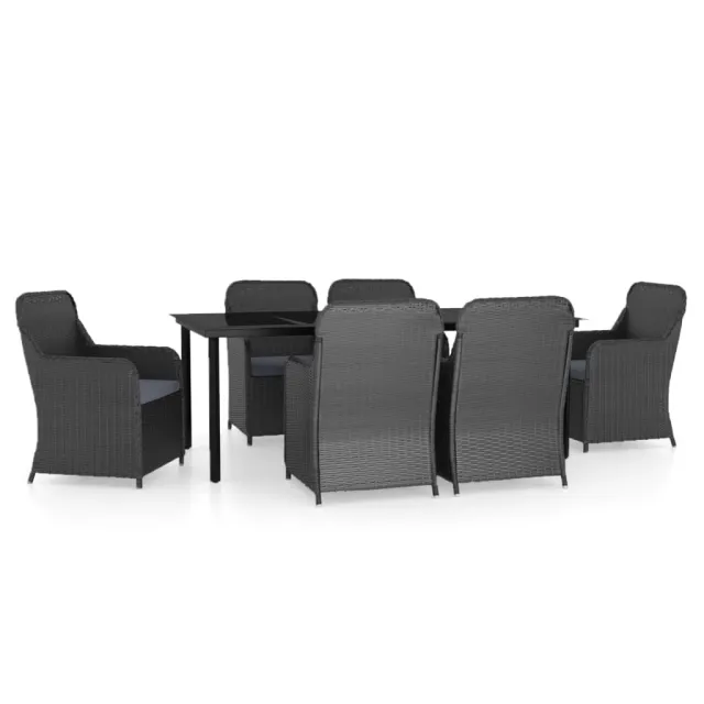 Ensemble à manger de jardin avec coussins 7 pcs Noir