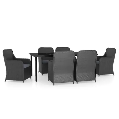Ensemble à manger de jardin avec coussins 7 pcs Noir