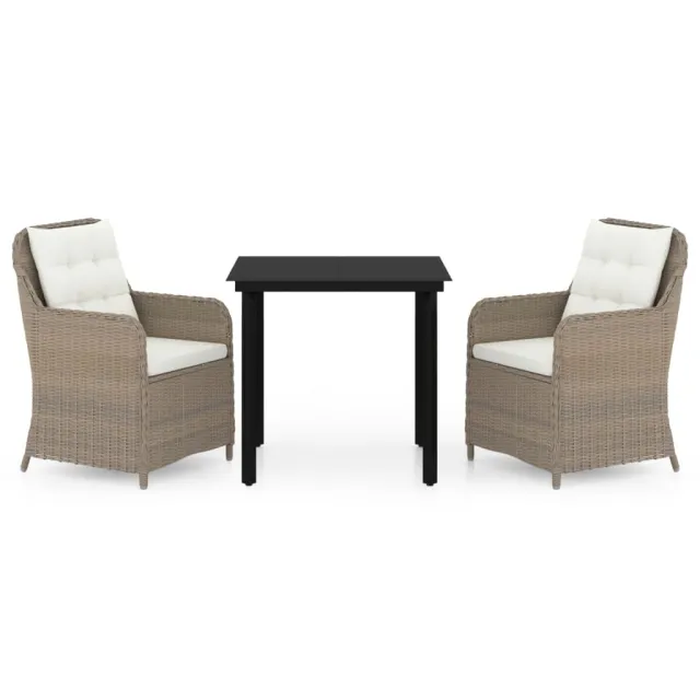 Ensemble à manger de jardin 3 pcs Marron