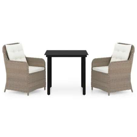 Ensemble à manger de jardin 3 pcs Marron