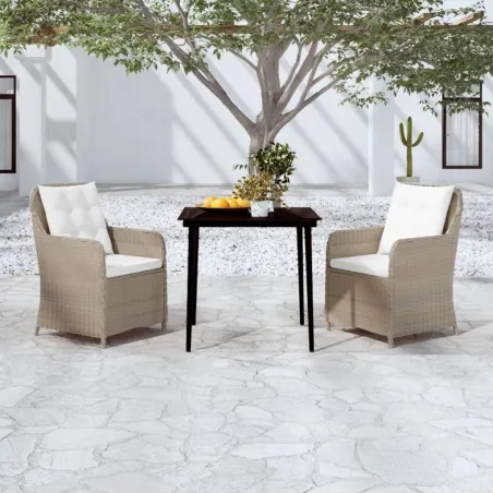 Ensemble à manger de jardin 3 pcs Marron