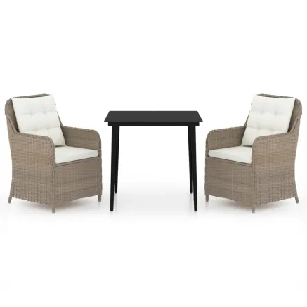 Ensemble à manger de jardin 3 pcs Marron 2