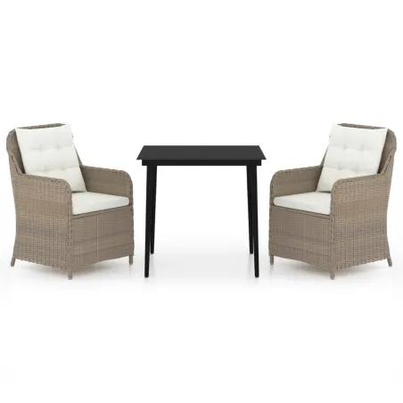 Ensemble à manger de jardin 3 pcs Marron