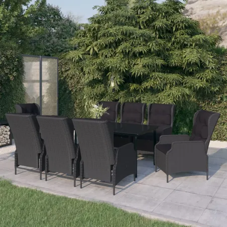 Ensemble à manger de jardin 9 pcs Gris foncé