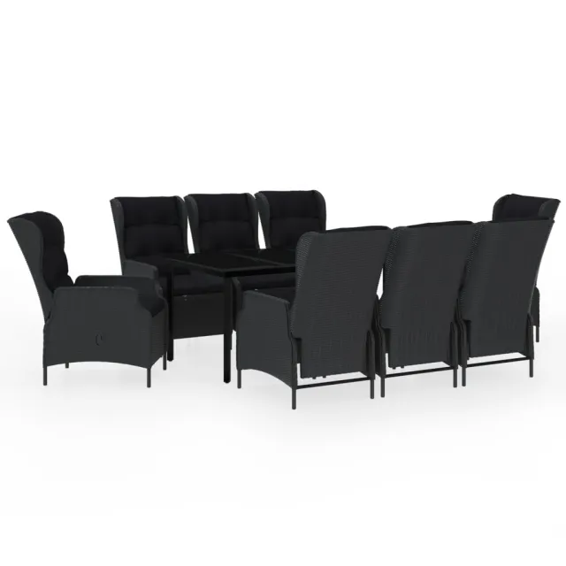 Ensemble à manger de jardin 9 pcs Gris foncé