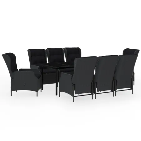 Ensemble à manger de jardin 9 pcs Gris foncé