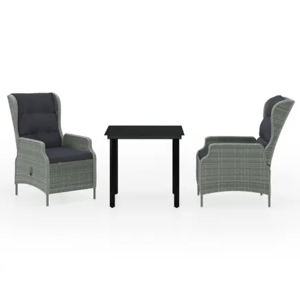 Ensemble à manger de jardin 3 pcs Gris clair 2