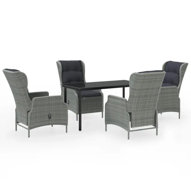 Ensemble à manger de jardin 5 pcs Gris clair