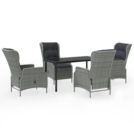 Ensemble à manger de jardin 5 pcs Gris clair
