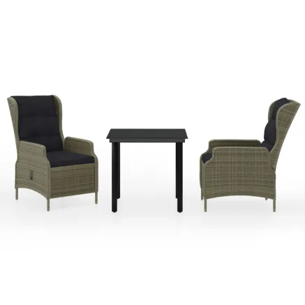 Ensemble à manger de jardin 3 pcs Marron 2