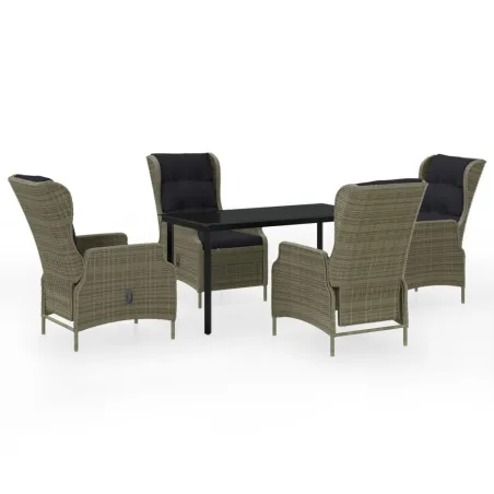 Ensemble à manger de jardin 5 pcs Marron