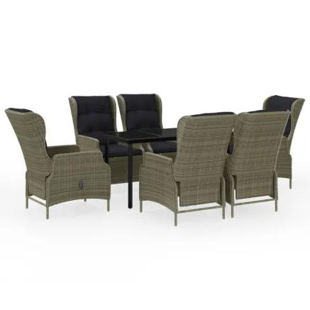 Ensemble à manger de jardin 7 pcs Marron 2