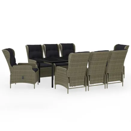 Ensemble à manger de jardin 9 pcs Marron 2