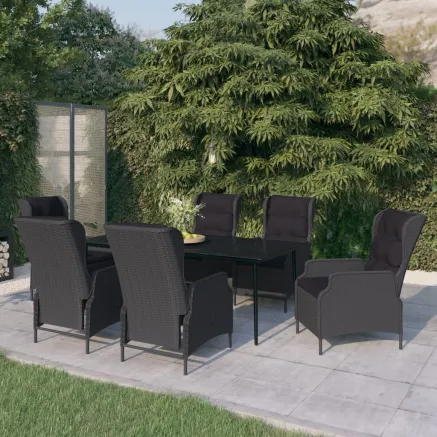 Ensemble à manger de jardin 7 pcs Gris foncé