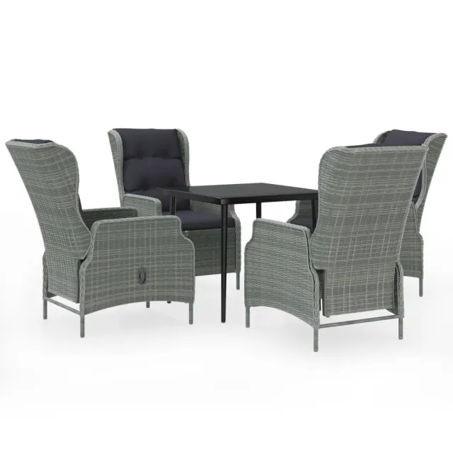 Ensemble à manger de jardin 5 pcs Gris clair