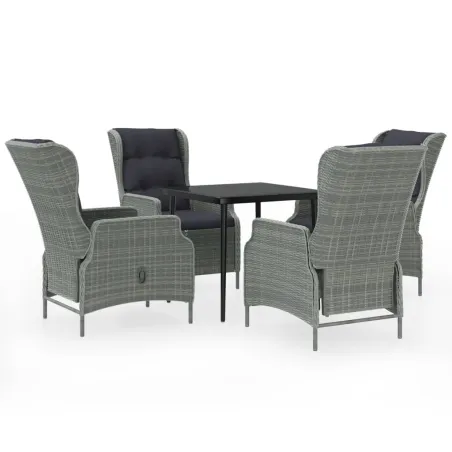 Ensemble à manger de jardin 5 pcs Gris clair