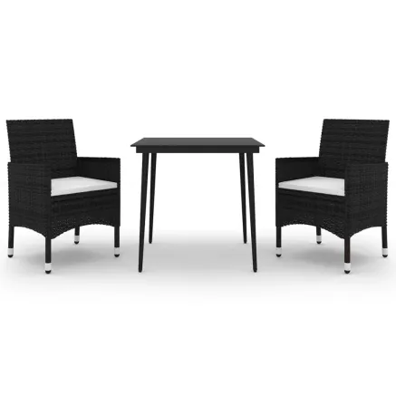Ensemble à manger de jardin coussins 3 pcs Résine tressée Verre 2