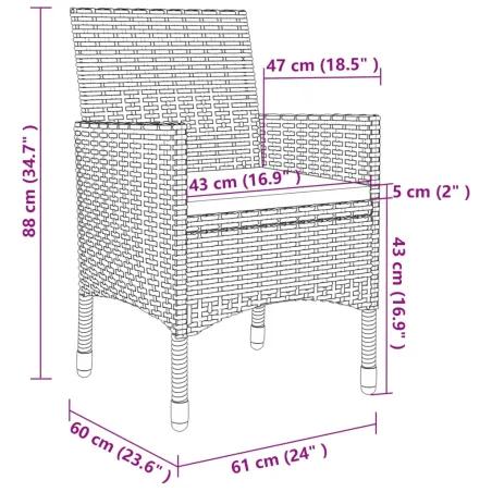 Ensemble à manger de jardin coussins 9 pcs Résine tressée Verre
