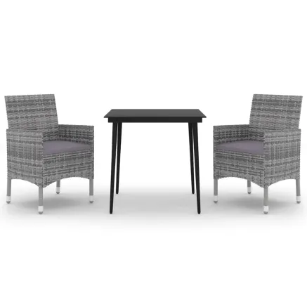 Ensemble à manger de jardin coussins 3 pcs Résine tressée Verre 2