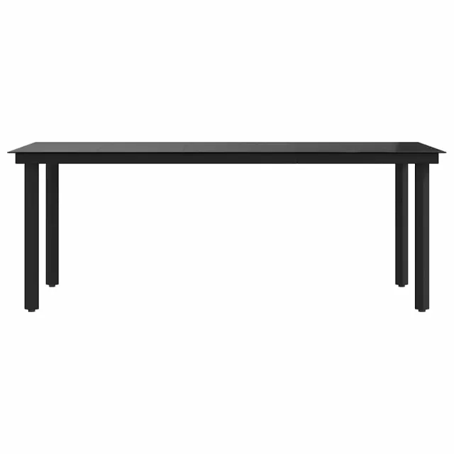 Table à dîner de jardin Noir 200x100x74 cm Acier et verre