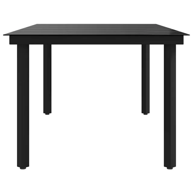 Table à dîner de jardin Noir 200x100x74 cm Acier et verre