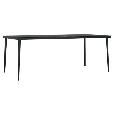 Table à dîner de jardin Noir 200x100x74 cm Acier et verre 2