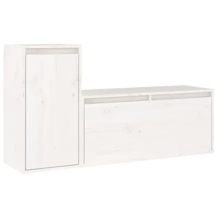 Meubles TV 2 pcs Blanc Bois massif de pin 2