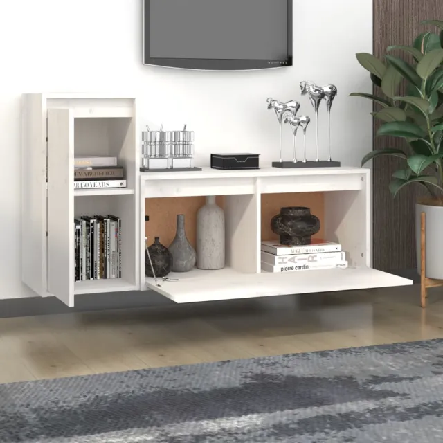 Meubles TV 2 pcs Blanc Bois massif de pin