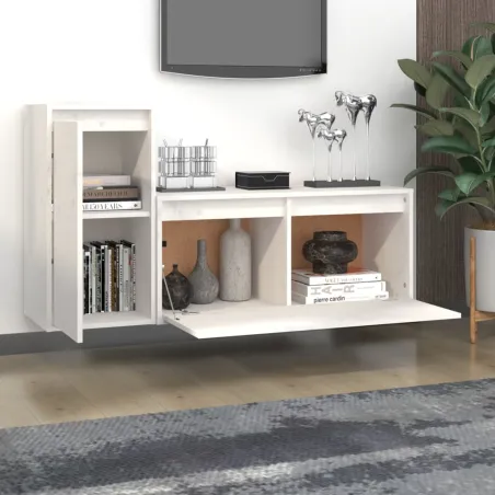 Meubles TV 2 pcs Blanc Bois massif de pin