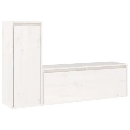 Meubles TV 2 pcs Blanc Bois massif de pin 2