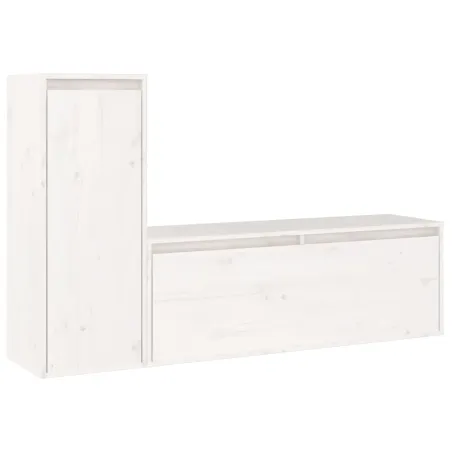 Meubles TV 2 pcs Blanc Bois massif de pin