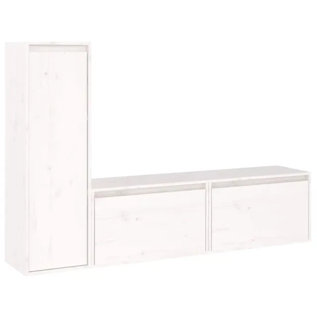 Meubles TV 3 pcs Blanc Bois massif de pin