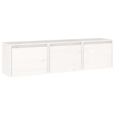 Meubles TV 3 pcs Blanc Bois massif de pin