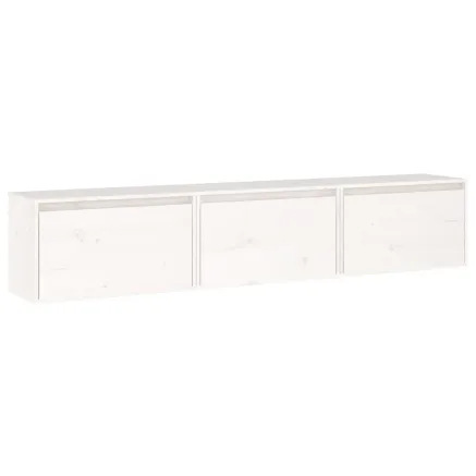 Meubles TV 3 pcs Blanc Bois massif de pin 2