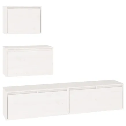 Meubles TV 4 pcs Blanc Bois massif de pin 2