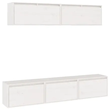 Meubles TV 5 pcs Blanc Bois massif de pin 2