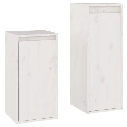 Meubles TV 2 pcs Blanc Bois massif de pin 2