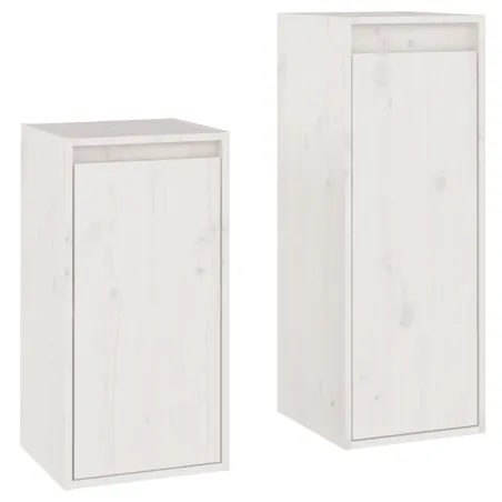 Meubles TV 2 pcs Blanc Bois massif de pin
