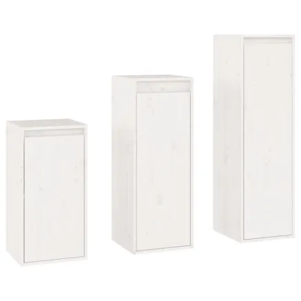 Meubles TV 3 pcs Blanc Bois massif de pin 2