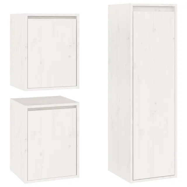 Meubles TV 3 pcs Blanc Bois massif de pin