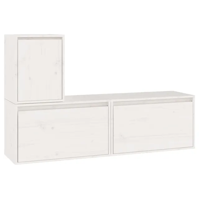Meubles TV 3 pcs Blanc Bois massif de pin