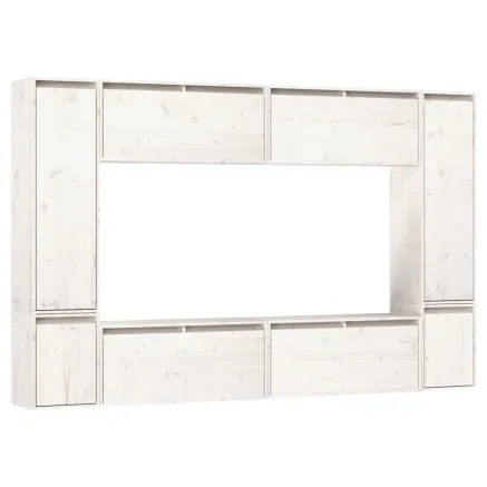Meubles TV 8 pcs Blanc Bois massif de pin 2