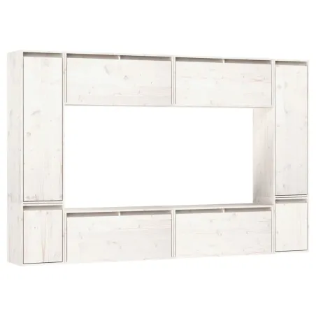 Meubles TV 8 pcs Blanc Bois massif de pin