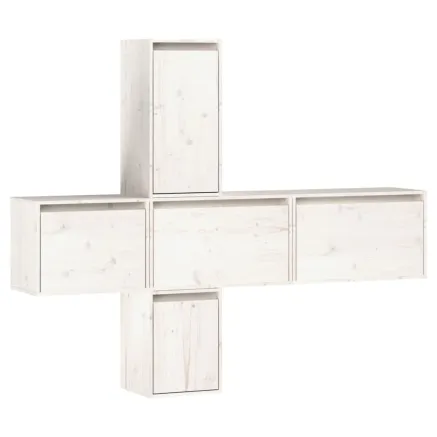 Meubles TV 5 pcs Blanc Bois massif de pin 2
